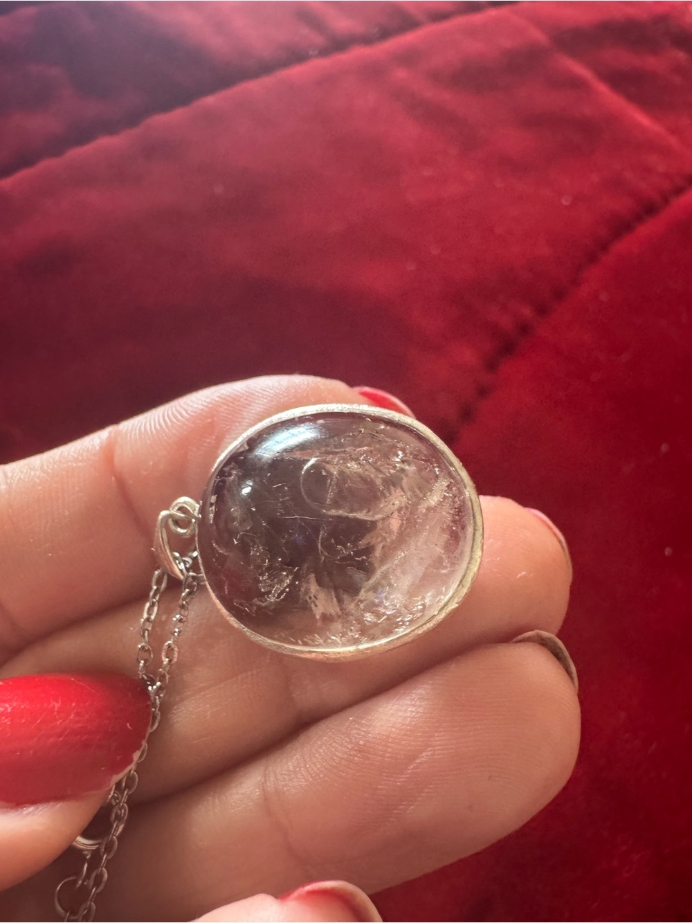 Enhydro Quartz pendant with silver necklace